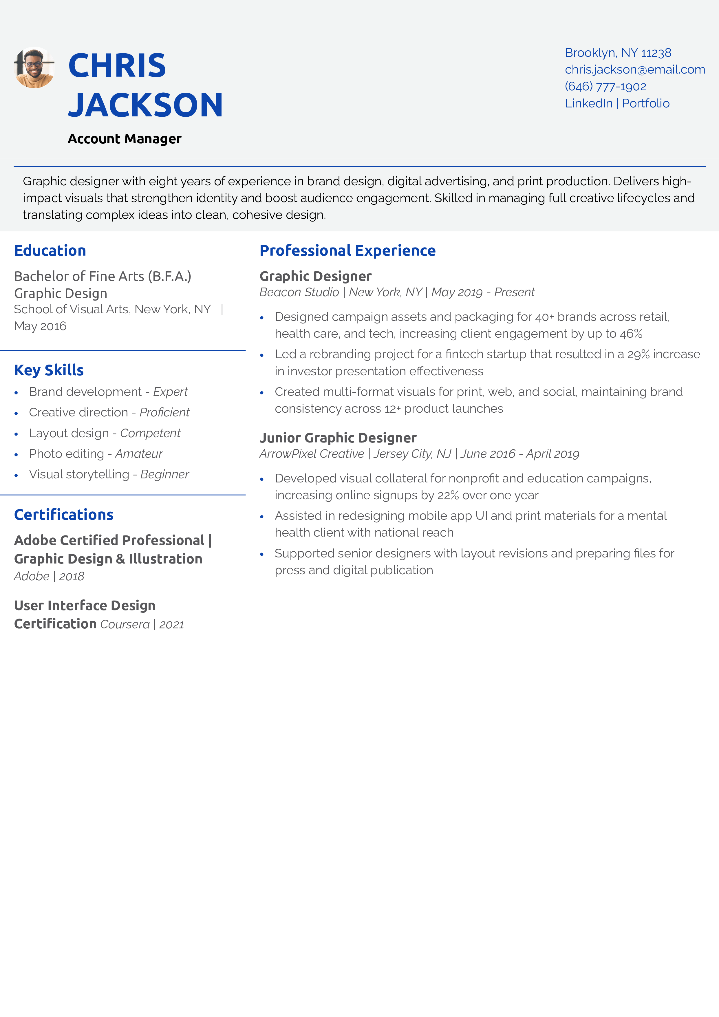 Graphic Designer Resume Example