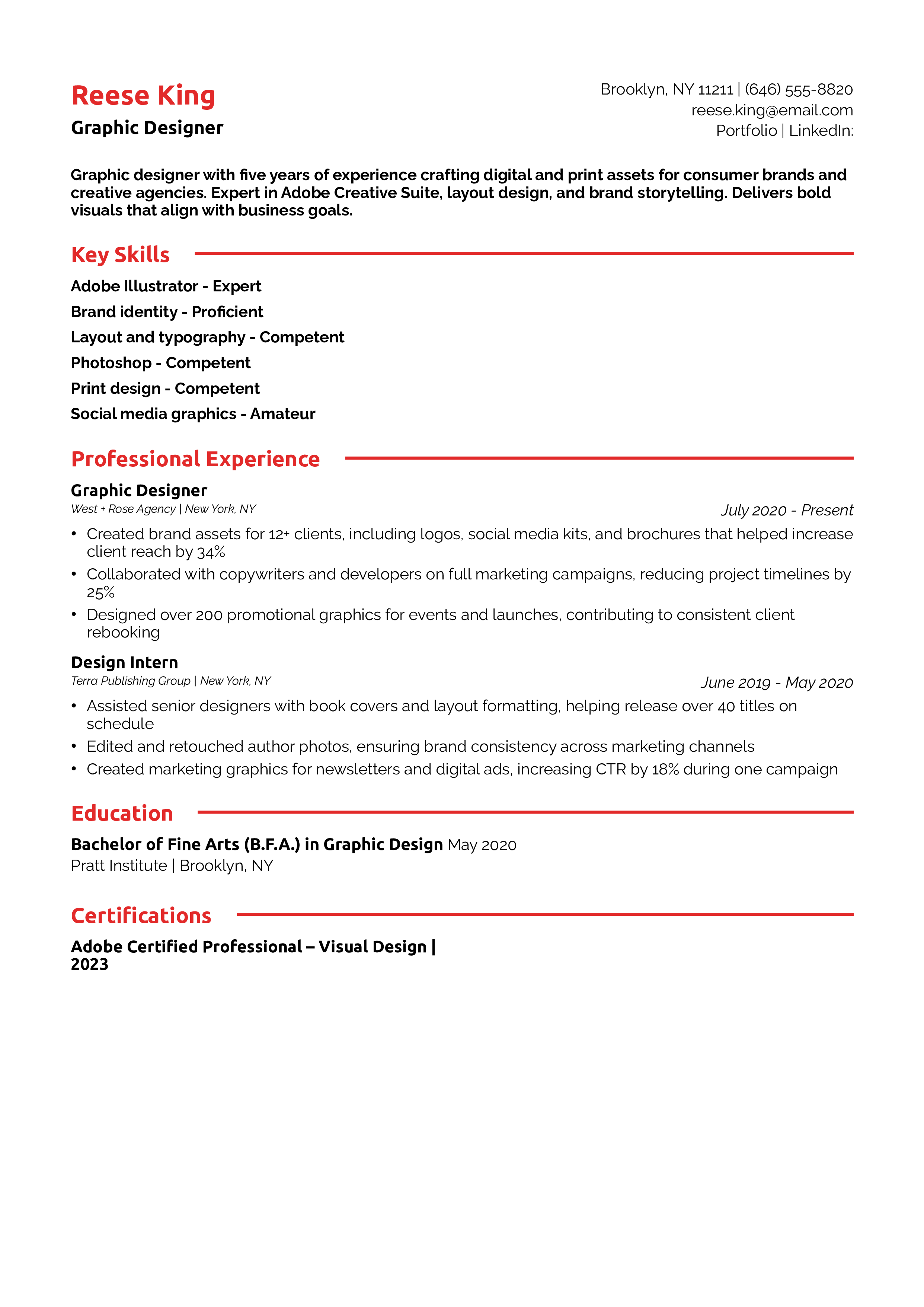 Graphic Designer Resume Example